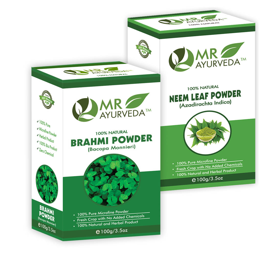 MR Ayurveda 100% Natural Brahmi Powder & Neem Powder Hair Scalp Treatment 200 g Pack of 2 MR Ayurveda 100% Natural Brahmi Powder & Neem Powder Hair Scalp Treatment 200 g Pack of 2