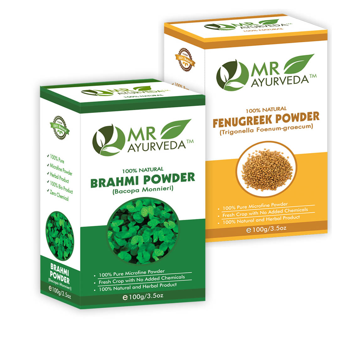     			MR Ayurveda 100% Organic Brahmi  Powder and Fenugreek Powder Hair Scalp Treatment 200 g Pack of 2
