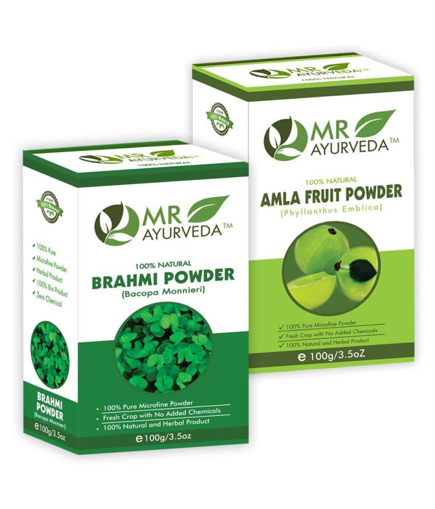 MR Ayurveda 100% Pure Brahmi  Powder and Amla Powder Hair Scalp Treatment 200 g Pack of 2
