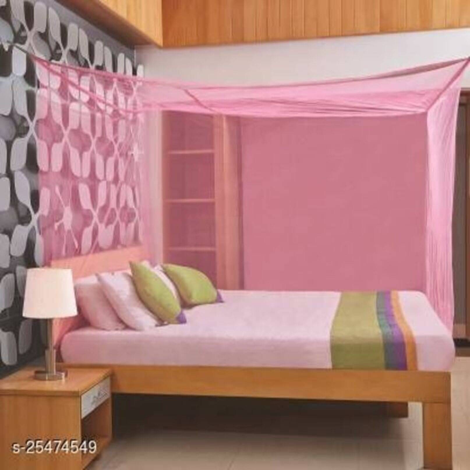     			NISSI King Pink Plain Mosquito Net, Machardani