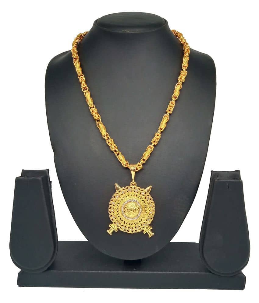 SHANKHRAJ MALL GOLD PLATED PENDANT AND CHAIN FOR MEN OR BOYS-100169