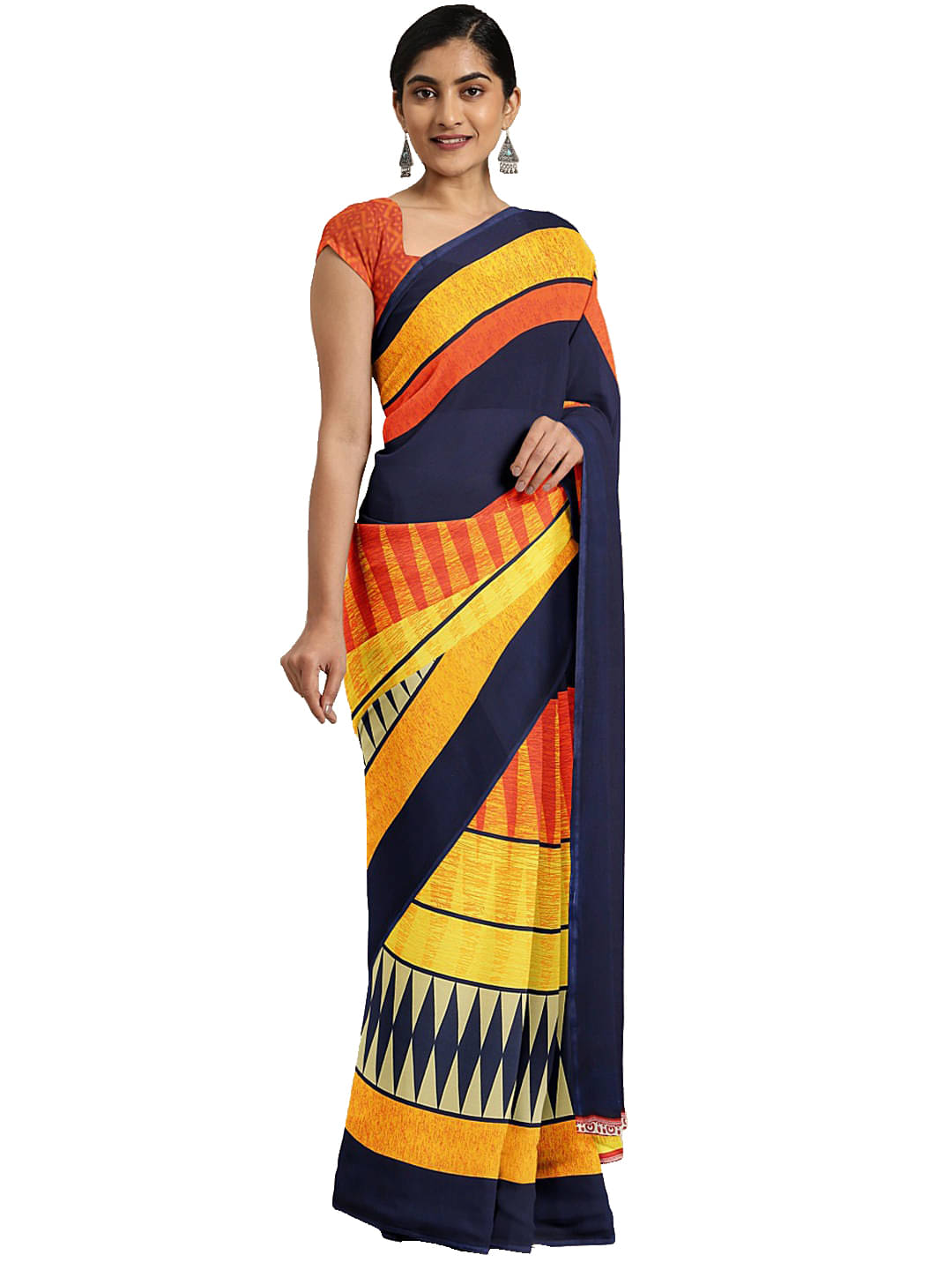 Shaily Retails Georgette Printed Saree With Unstitched Blouse Piece ( Yellow ) Shaily Retails Georgette Printed Saree With Unstitched Blouse Piece ( Yellow )