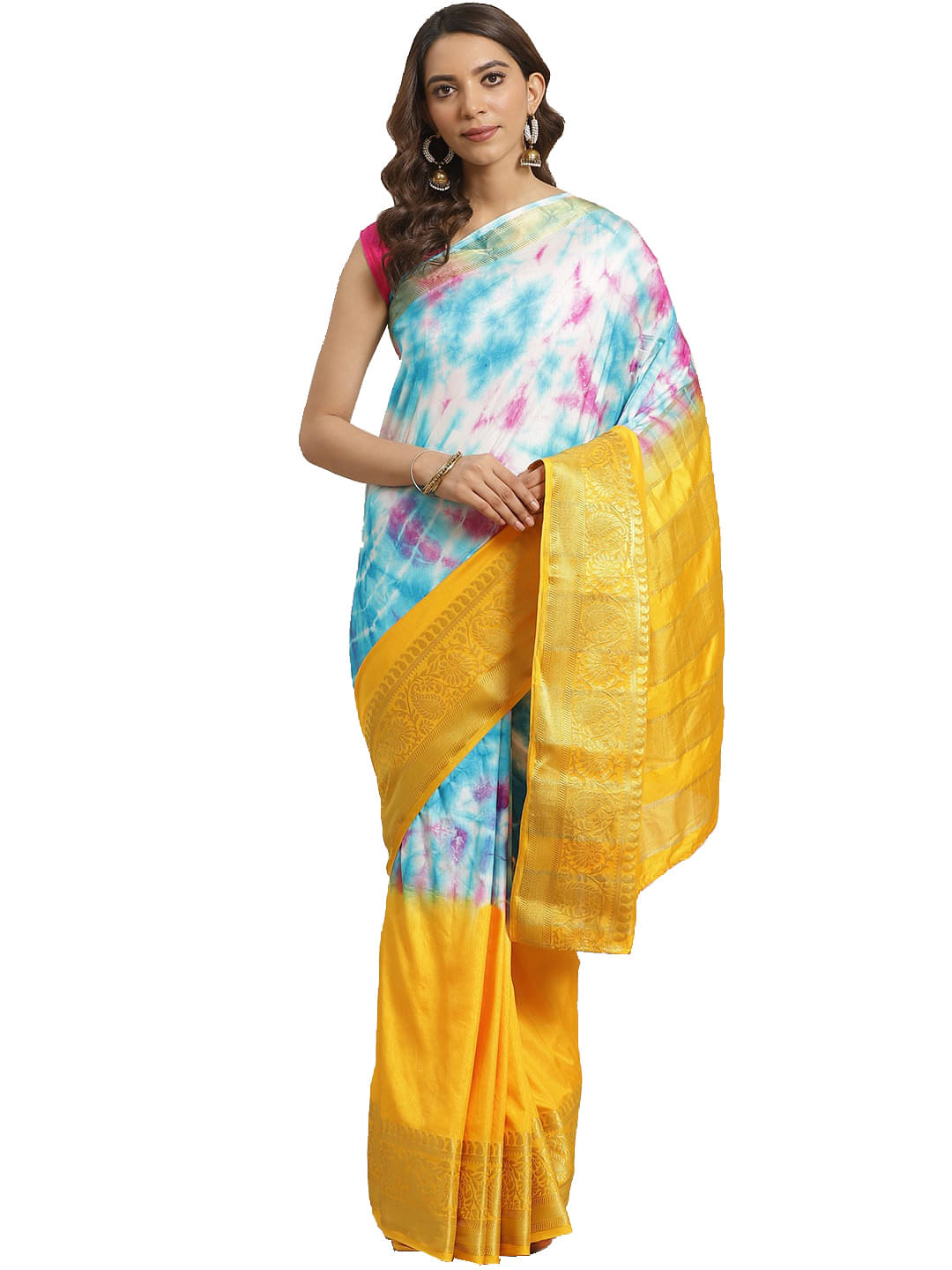 Shaily Retails Silk Blend Self Design Saree With Unstitched Blouse Piece ( Yellow ) Shaily Retails Silk Blend Self Design Saree With Unstitched Blouse Piece ( Yellow )