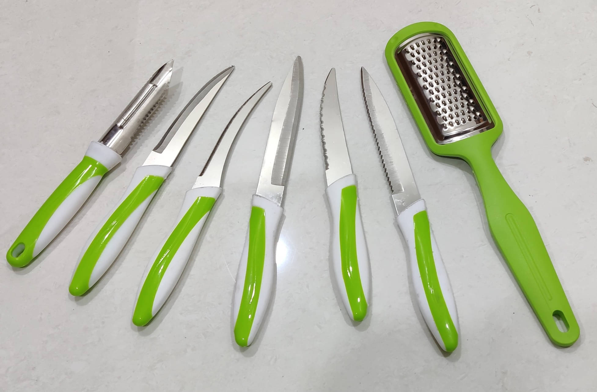 OFFYX Stainless Steel Peeler, Grater & Knife Set (Pack of 7) (Green) Kitchen Tool Set OFFYX Stainless Steel Peeler, Grater & Knife Set (Pack of 7) (Green) Kitchen Tool Set