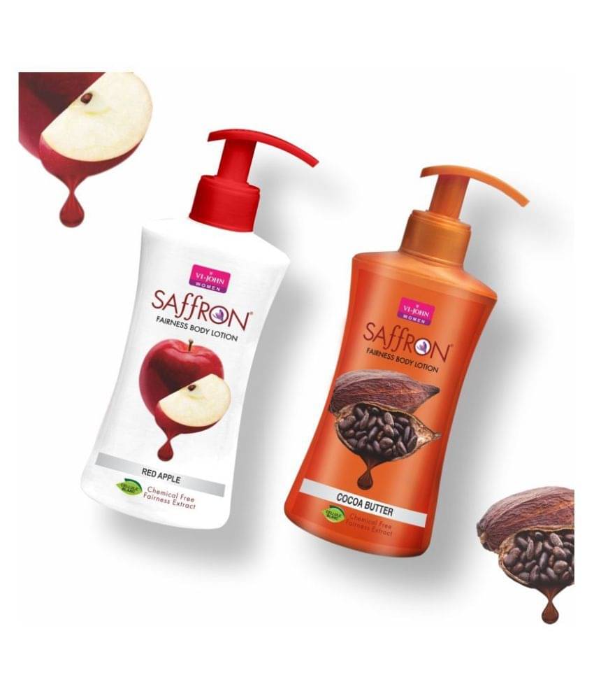 VI-JOHN Saffron Fairness Body Lotion Red Apple & Cocoa Butter 250ml Pack of 2 VI-JOHN Saffron Fairness Body Lotion Red Apple & Cocoa Butter 250ml Pack of 2