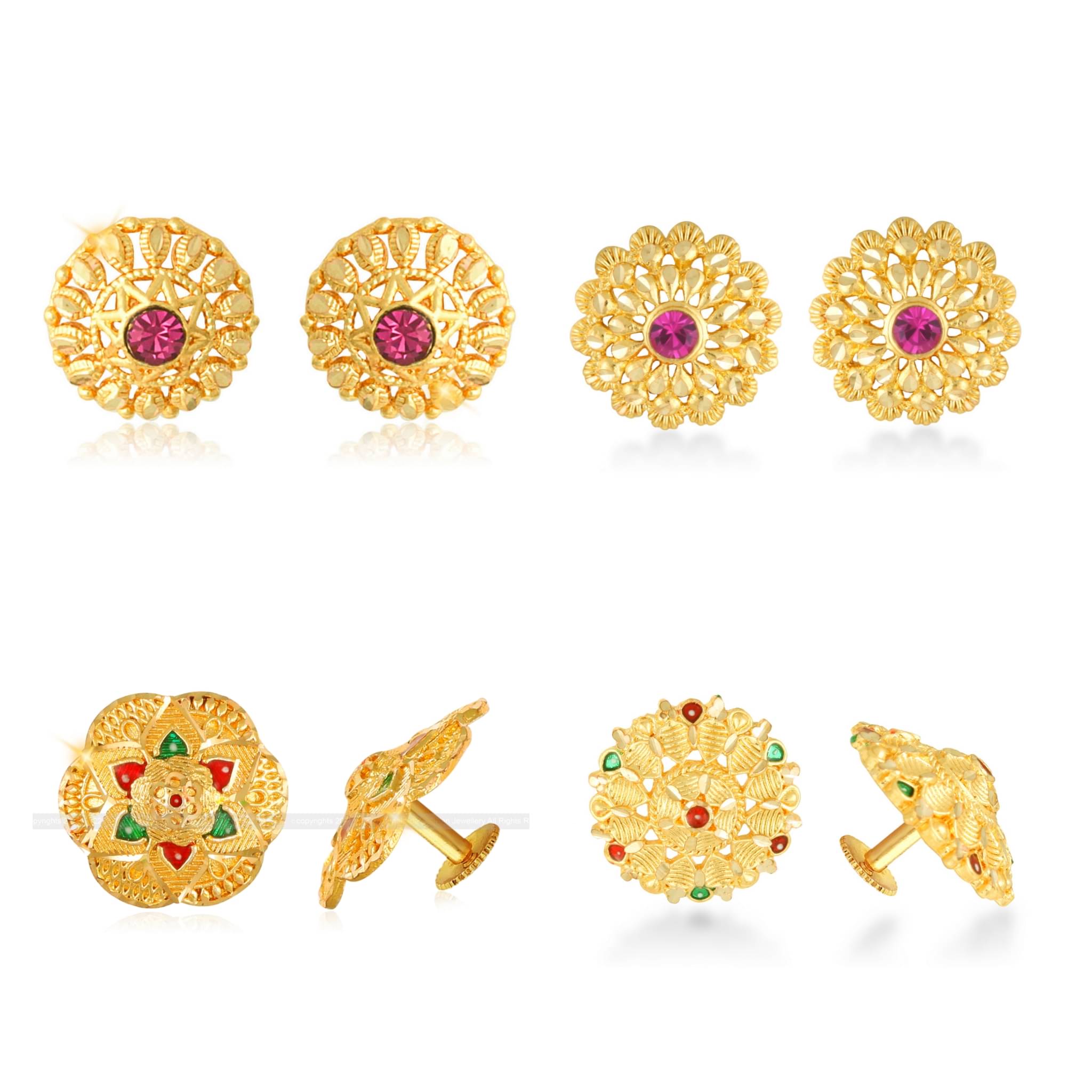     			Vighnaharta Allure Charming Alloy Gold Plated Stud Earring Combo set For Women and Girls ( Pack of- 4 Pair Earrings)-VFJ1192-1234-1242-1346ERG