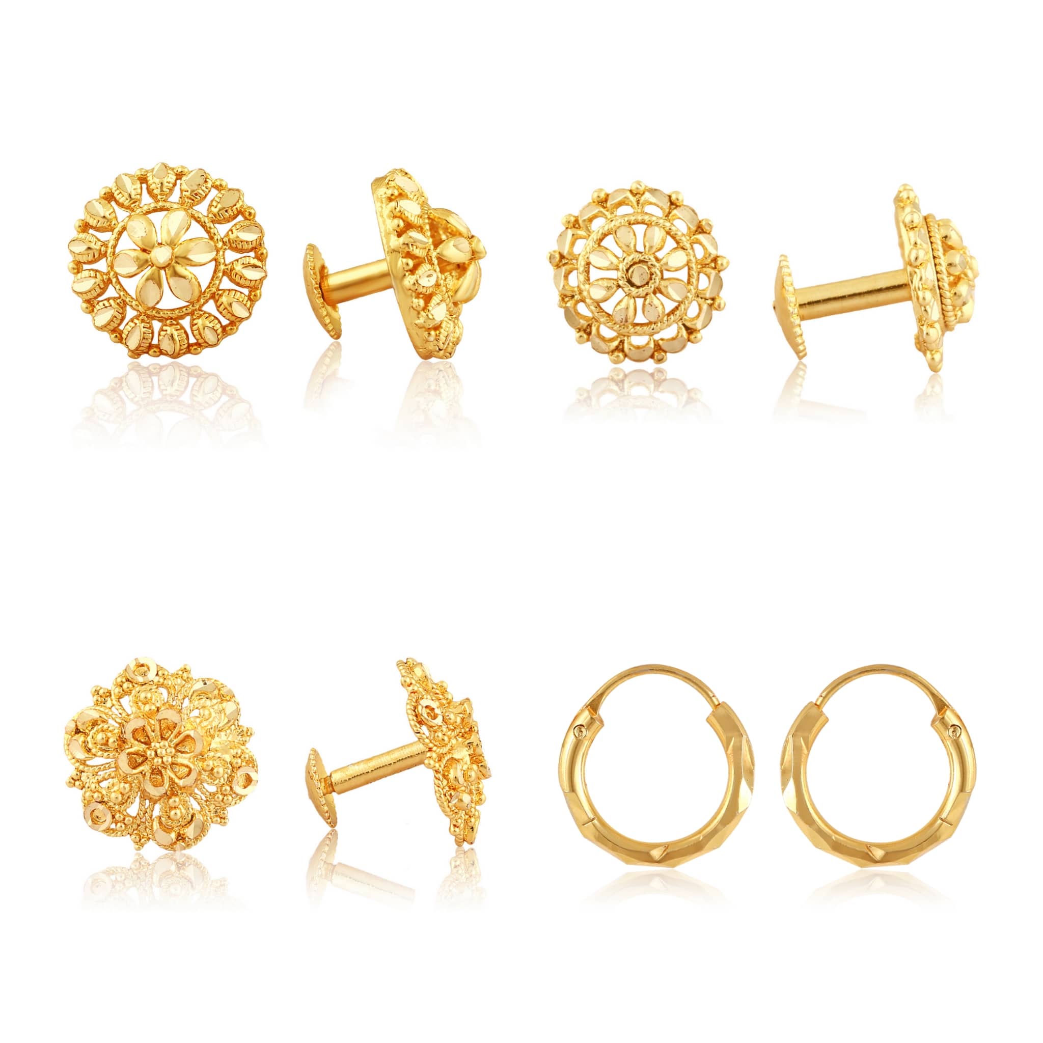 Vighnaharta Allure Graceful Alloy Gold Plated Stud Earring Combo set For Women and Girls ( Pack of- 4 Pair Earrings)-VFJ1088-1094-1090-1316ERG - Earrings | Buy online on ZillyBuy