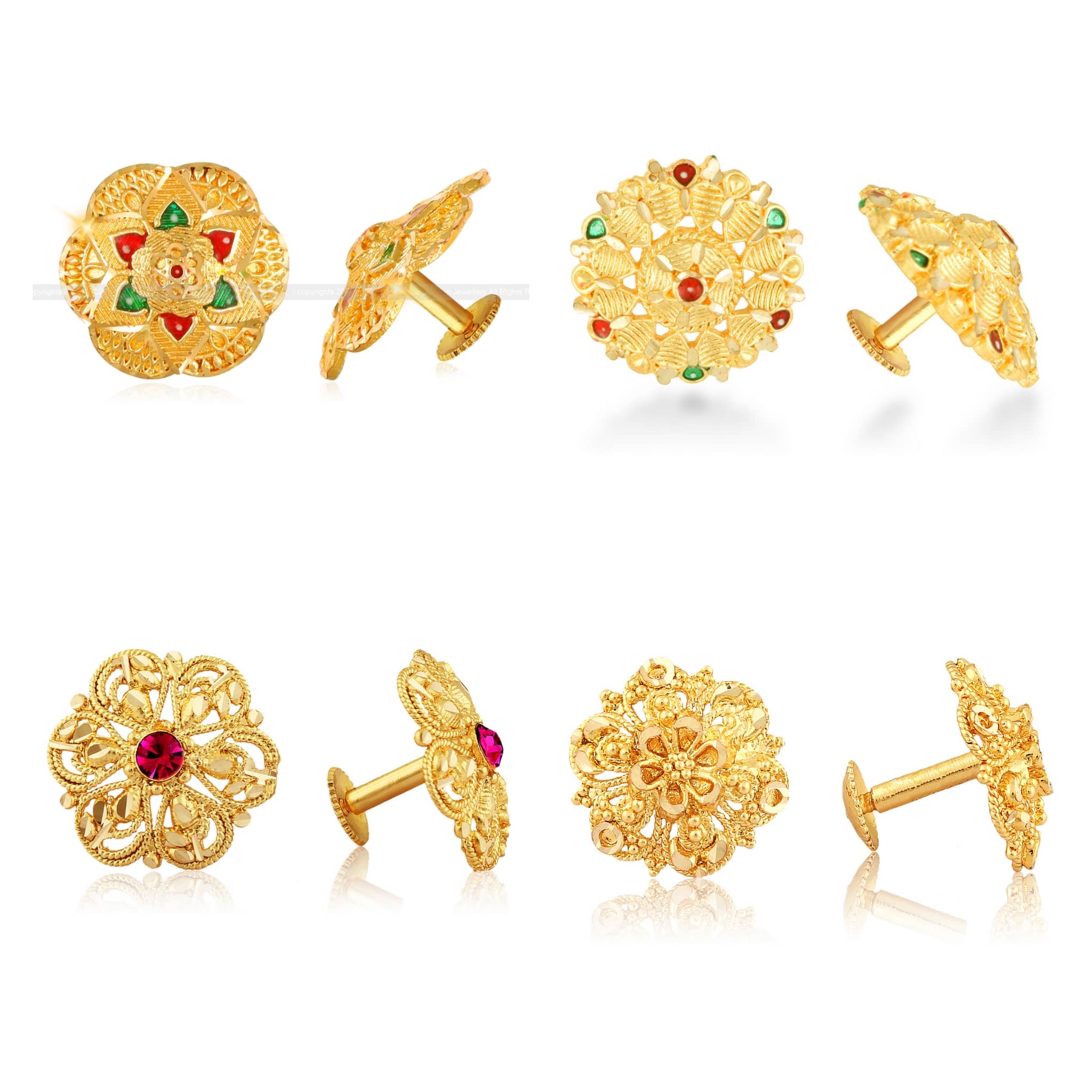Vighnaharta Allure Graceful Alloy Gold Plated Stud Earring Combo set For Women and Girls ( Pack of- 4 Pair Earrings)-VFJ1090-1096-1242-1346ERG - Earrings | Buy online on ZillyBuy
