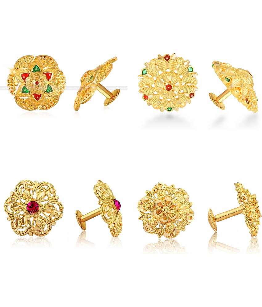 Vighnaharta Allure Graceful Alloy Gold Plated Stud Earring Combo set For Women and Girls ( Pack of- 4 Pair Earrings)-VFJ1090-1096-1242-1346ERG - Earrings | Buy online on ZillyBuy