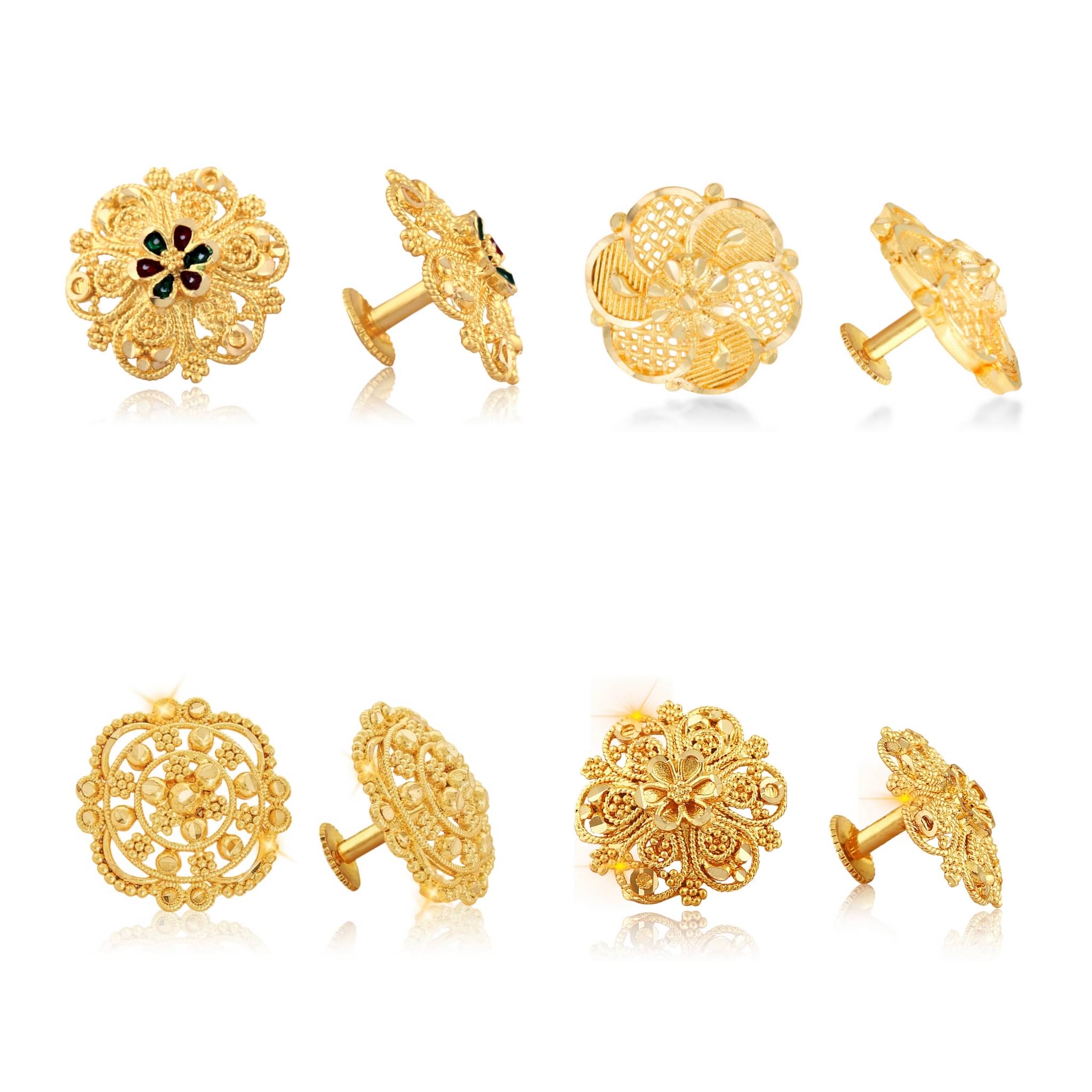     			Vighnaharta Sizzling Charming Alloy Gold Plated Stud Earring Combo set For Women and Girls ( Pack of- 4 Pair Earrings)-VFJ1099-1124-1086-1241ERG