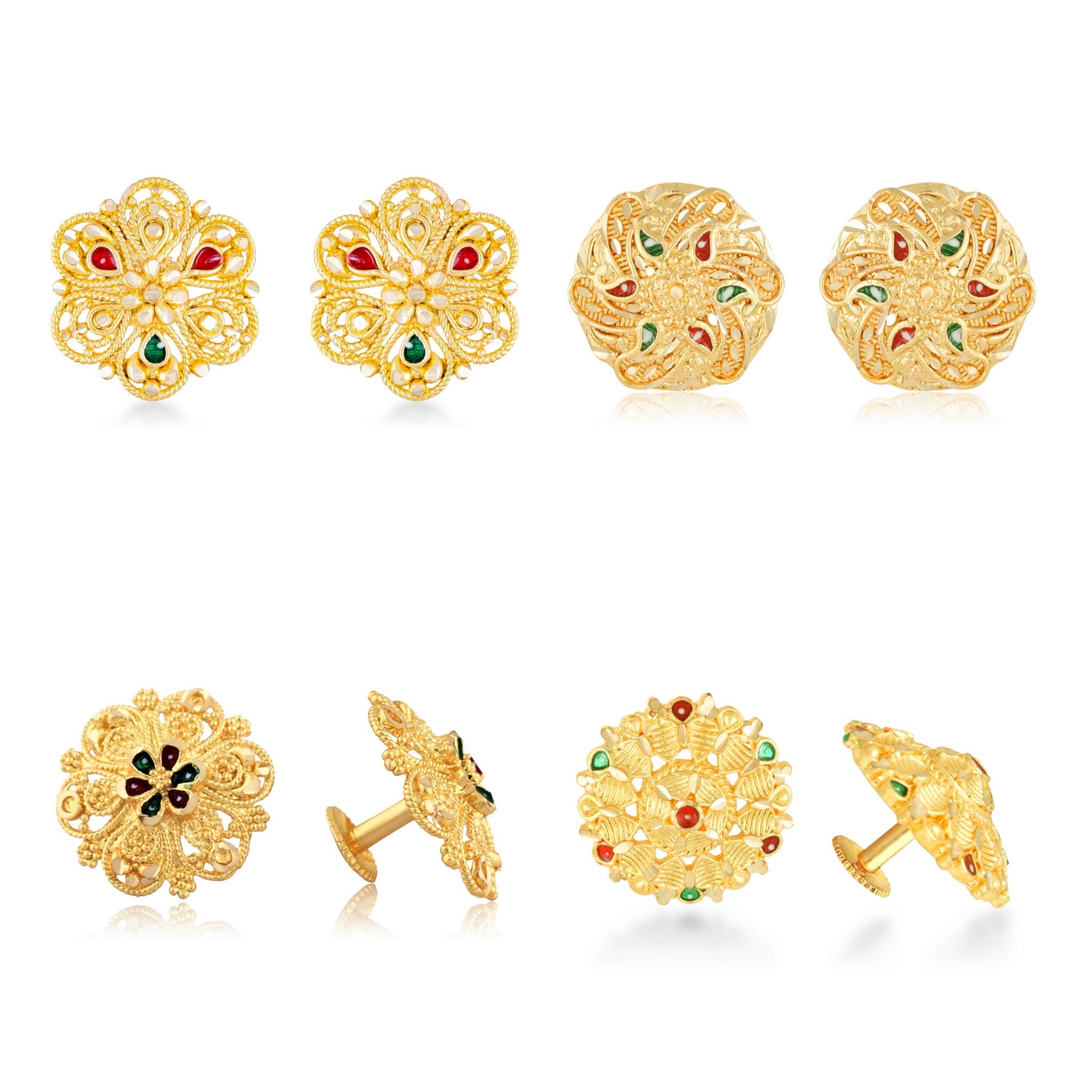 Vighnaharta Sizzling Charming Alloy Gold Plated Stud Earring Combo set For Women and Girls ( Pack of- 4 Pair Earrings)-VFJ1197-1099-1242-1254ERG Vighnaharta Sizzling Charming Alloy Gold Plated Stud Earring Combo set For Women and Girls ( Pack of- 4 Pair Earrings)-VFJ1197-1099-1242-1254ERG