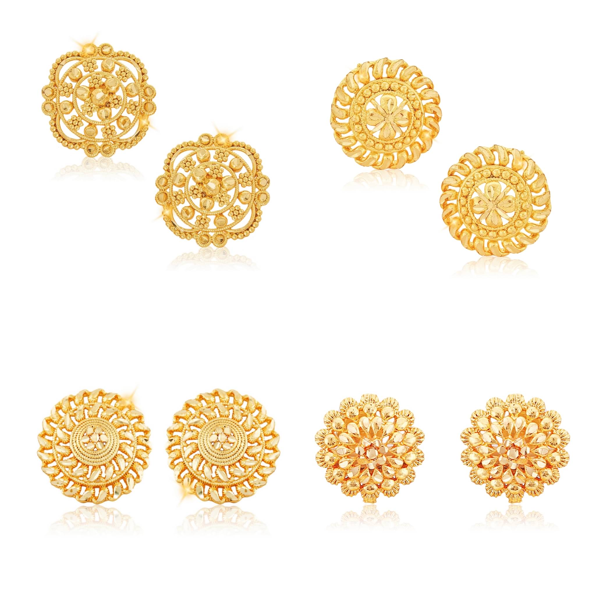     			Vighnaharta Sizzling Chunky Alloy Gold Plated Stud Earring Combo set For Women and Girls ( Pack of- 4 Pair Earrings)-VFJ1124-1112-1171-1125ERG