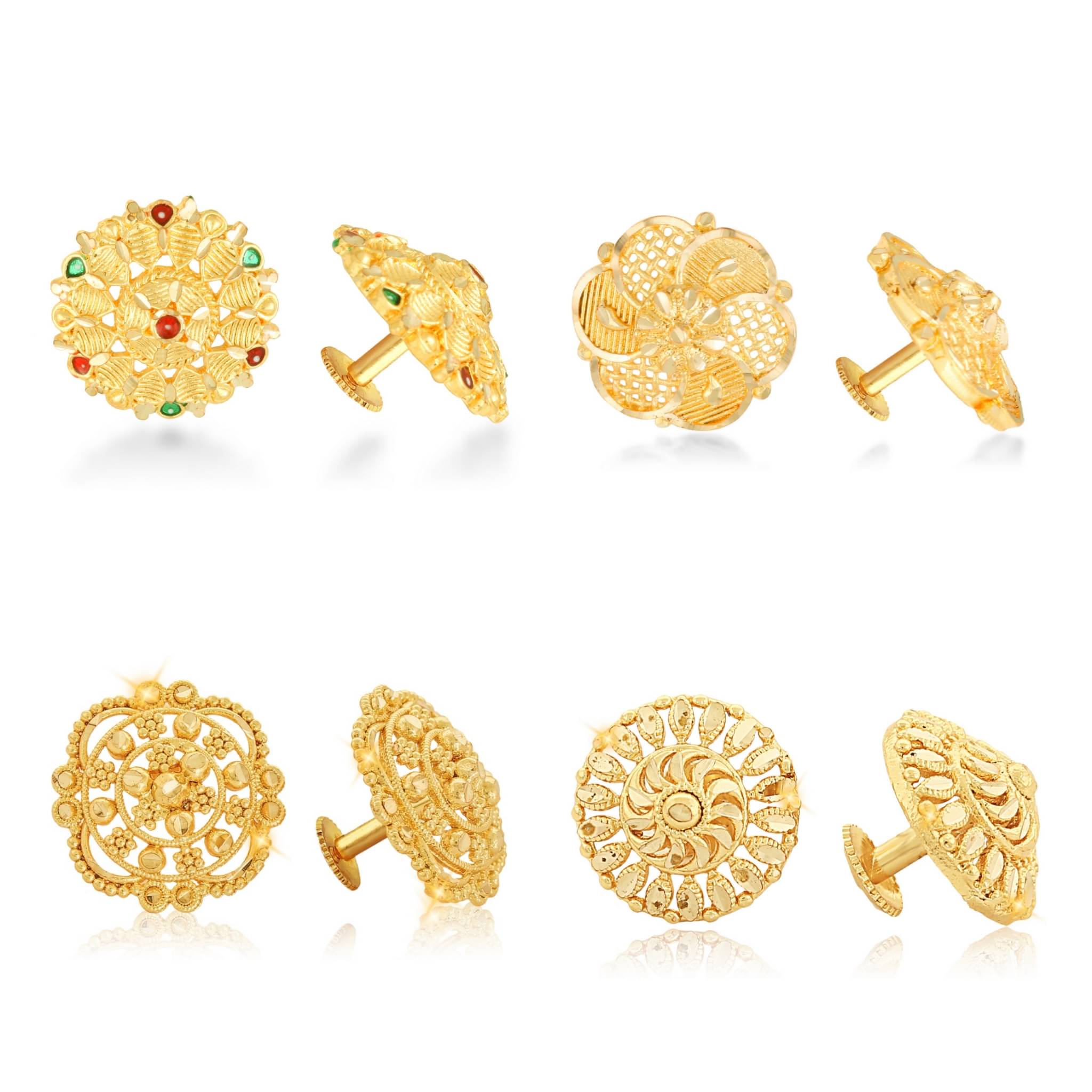     			Vighnaharta Sizzling Fancy Alloy Gold Plated Stud Earring Combo set For Women and Girls ( Pack of- 4 Pair Earrings)-VFJ1121-1241-1242-1124ERG