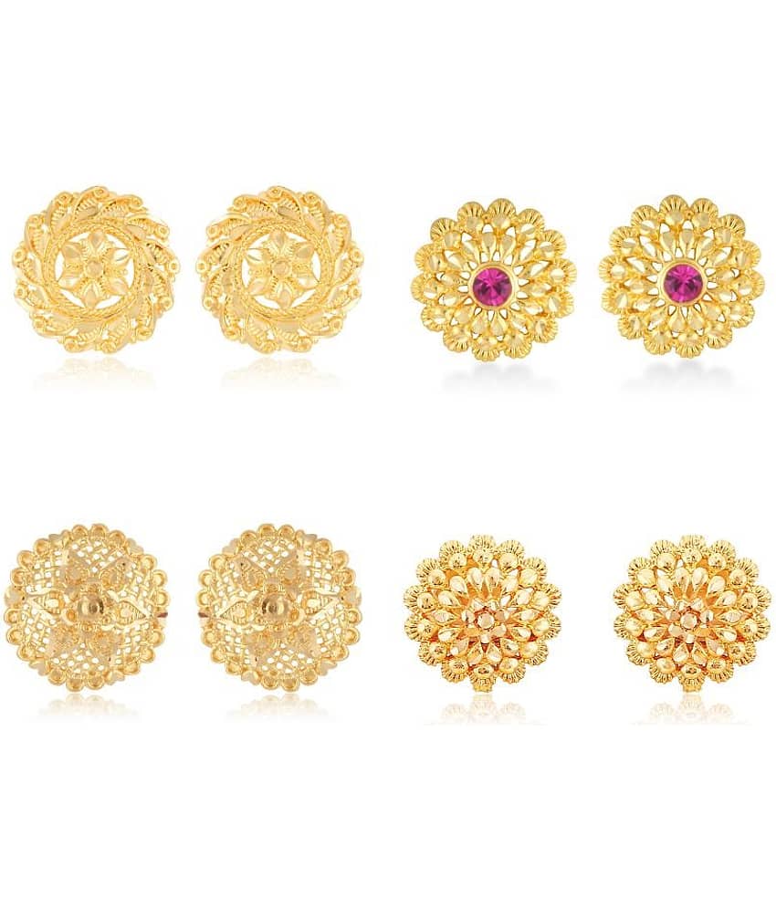 Vighnaharta - Golden Stud Earrings ( Pack of 4 ) - Earrings | Buy online on ZillyBuy