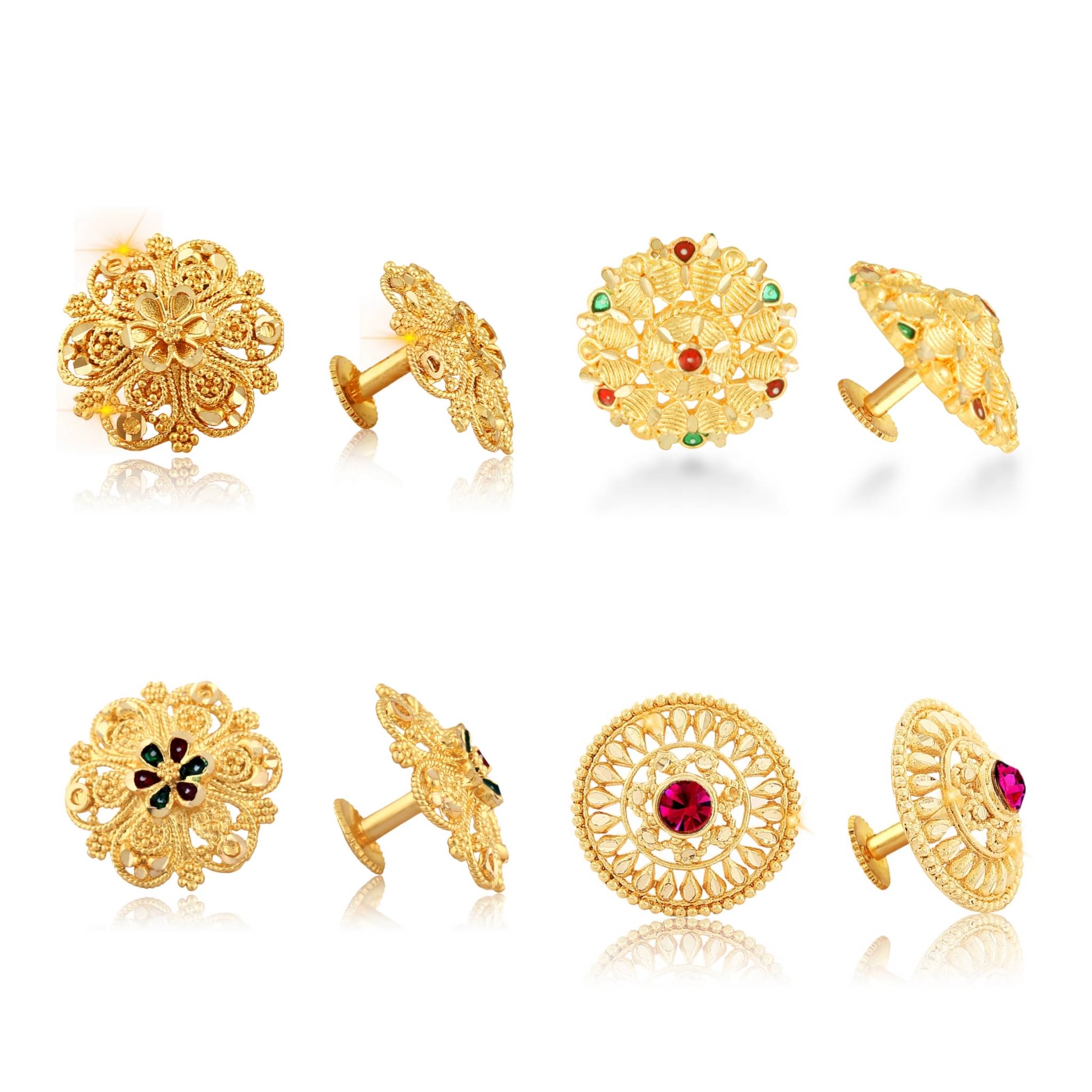     			Vighnaharta Twinkling Charming Alloy Gold Plated Stud Earring Combo set For Women and Girls ( Pack of- 4 Pair Earrings)-VFJ1242-1086-1099-1118ERG