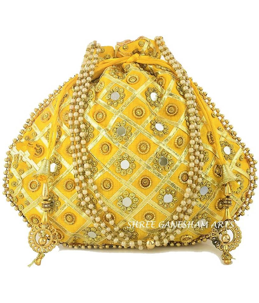 Bulbul Yellow Silk Potli - Handbags | Buy online on ZillyBuy