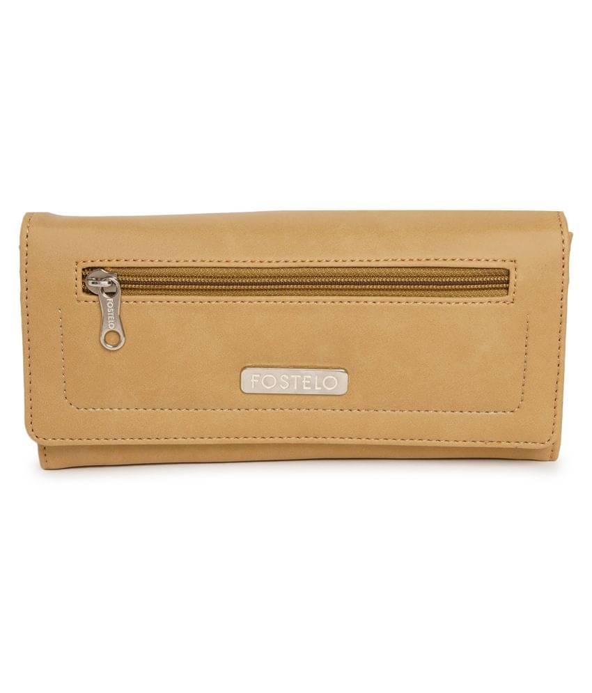     			Fostelo Beige Faux Leather Box Clutch