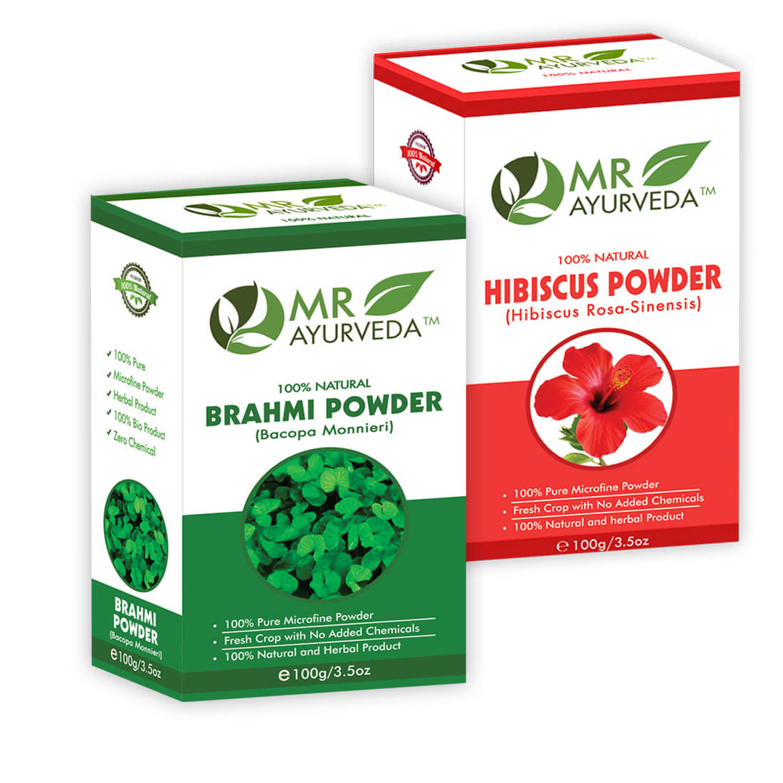 MR Ayurveda 100% Natural Brahmi  Powder & Hibiscus Powder Hair Scalp Treatment 200 g Pack of 2