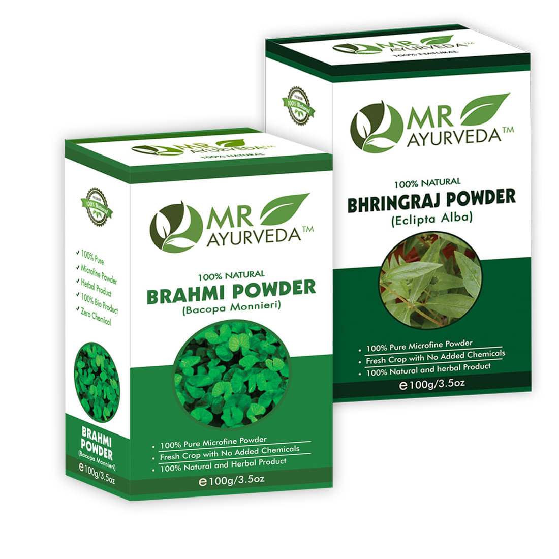     			MR Ayurveda 100% Pure Brahmi  Powder and Bhringraj Powder Hair Scalp Treatment 200 g Pack of 2