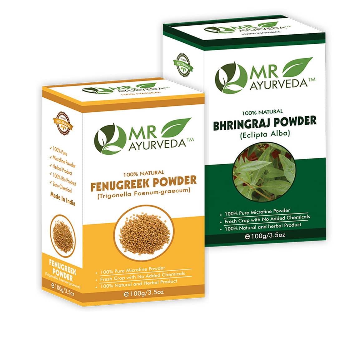     			MR Ayurveda 100% Pure Fenugreek Powder and Bhringraj Powder Hair Scalp Treatment 200 g Pack of 2