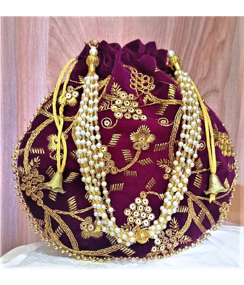 Bulbul Purple Silk Potli - Handbags | Buy online on ZillyBuy