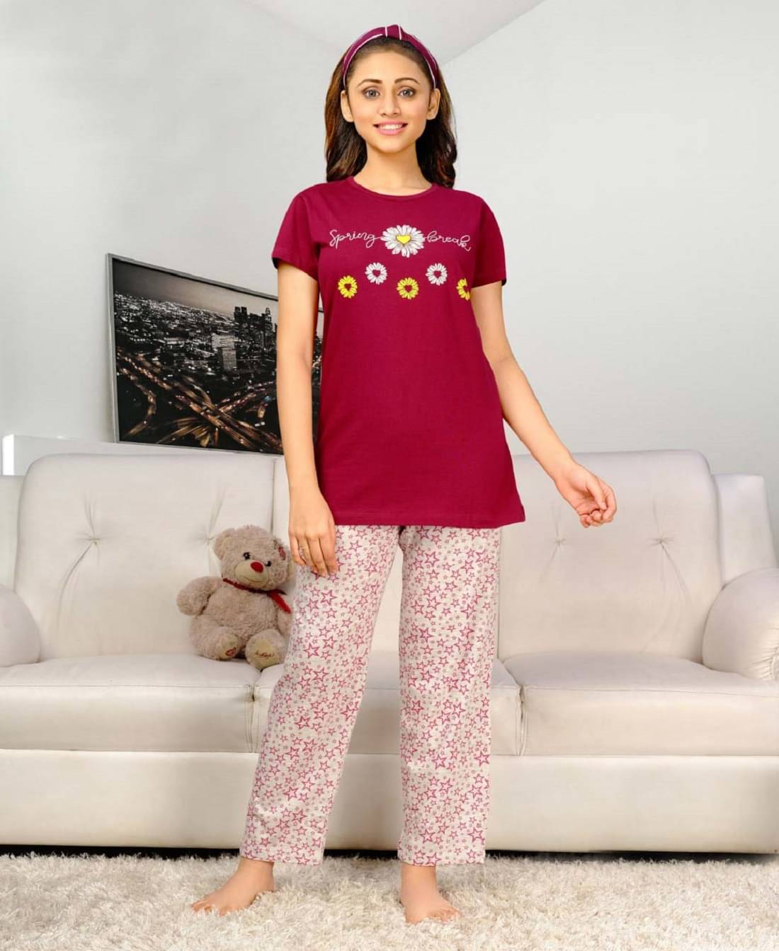 DAYAKU Hosiery Nightsuit Sets - Red Single DAYAKU Hosiery Nightsuit Sets - Red Single