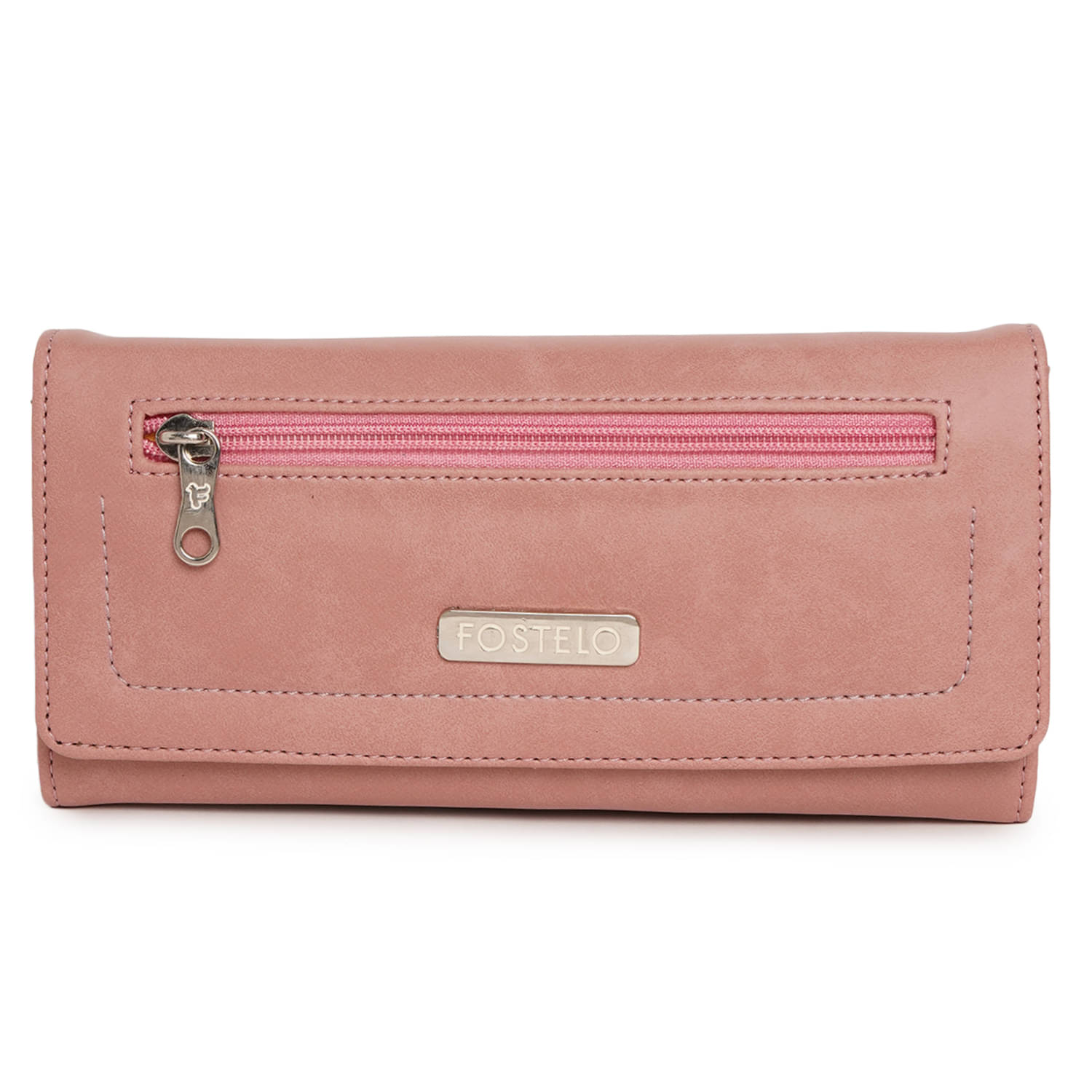     			Fostelo PeachPuff Faux Leather Box Clutch