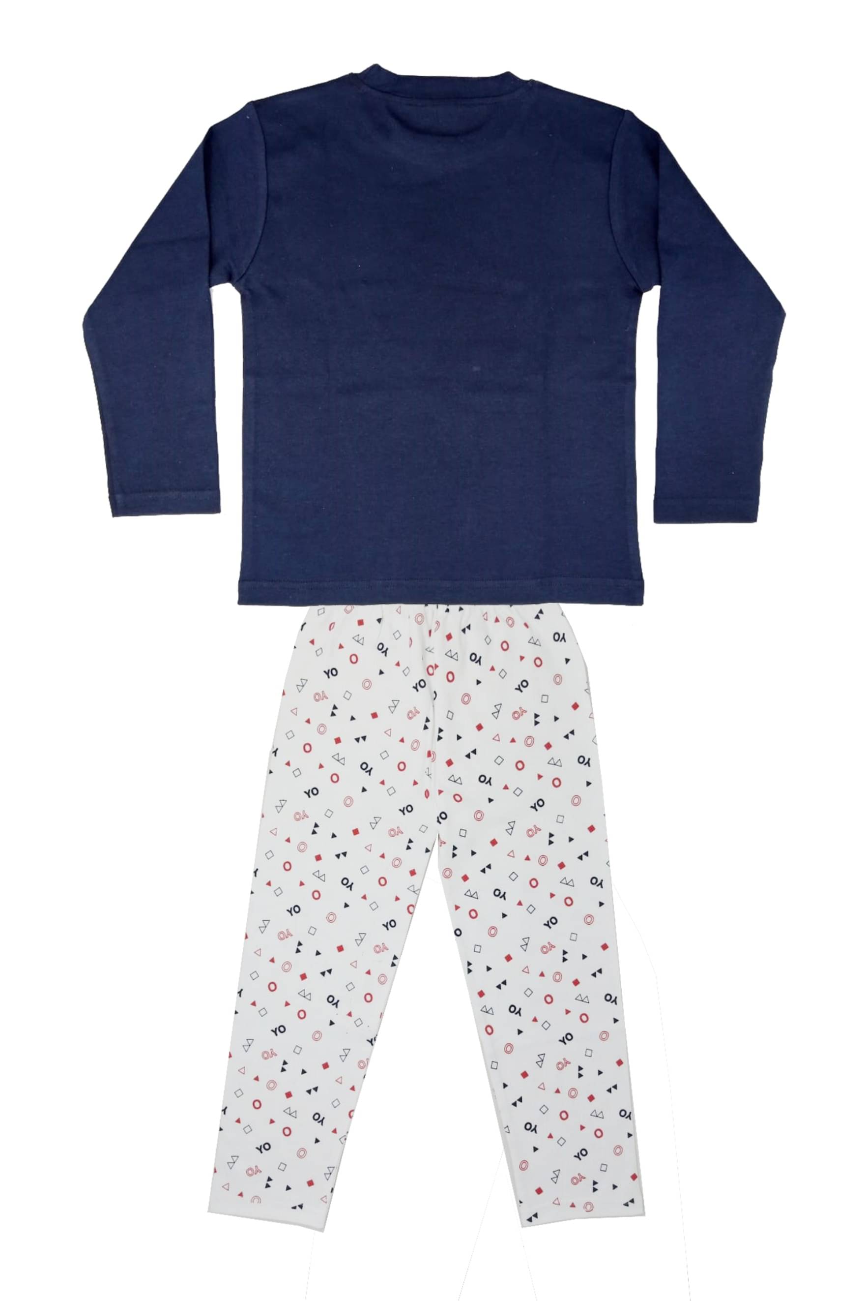     			KABOOS Pack of 1 Boys 100% Cotton Nightsuit Set ( Dark Blue )