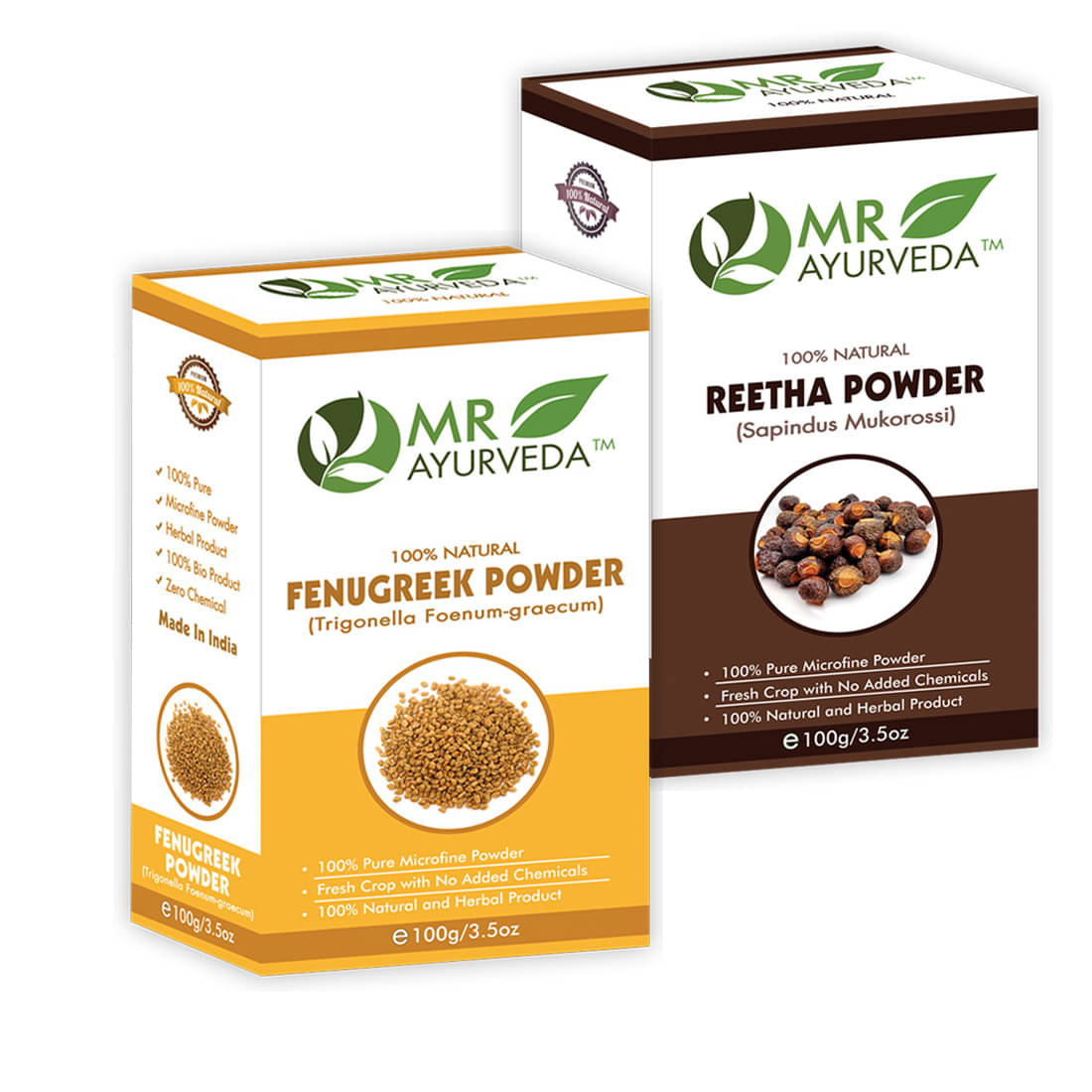 MR Ayurveda 100% Natural Fenugreek Powder and Reetha Powder Hair Scalp Treatment 200 g Pack of 2 MR Ayurveda 100% Natural Fenugreek Powder and Reetha Powder Hair Scalp Treatment 200 g Pack of 2