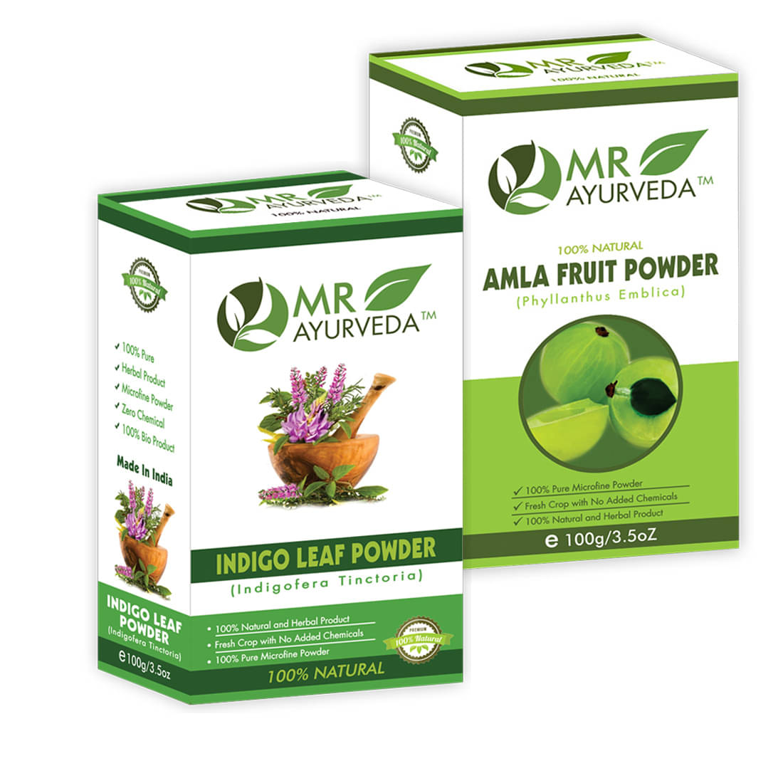     			MR Ayurveda 100% Natural Indigo Powder and Amla Powder Hair Scalp Treatment 200 g Pack of 2