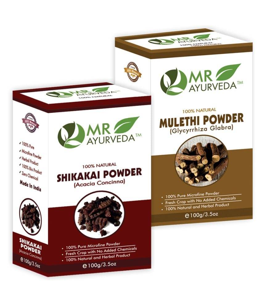 MR Ayurveda 100% Natural Shikakai Powder and Mulethi Powder Hair Scalp Treatment 200 g Pack of 2     			MR Ayurveda 100% Natural Shikakai Powder and Mulethi Powder Hair Scalp Treatment 200 g Pack of 2