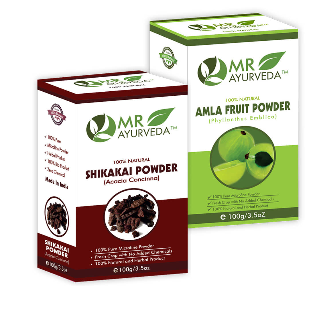 MR Ayurveda 100% Natural Shikakai Powder and Amla Powder Hair Scalp Treatment 200 g Pack of 2