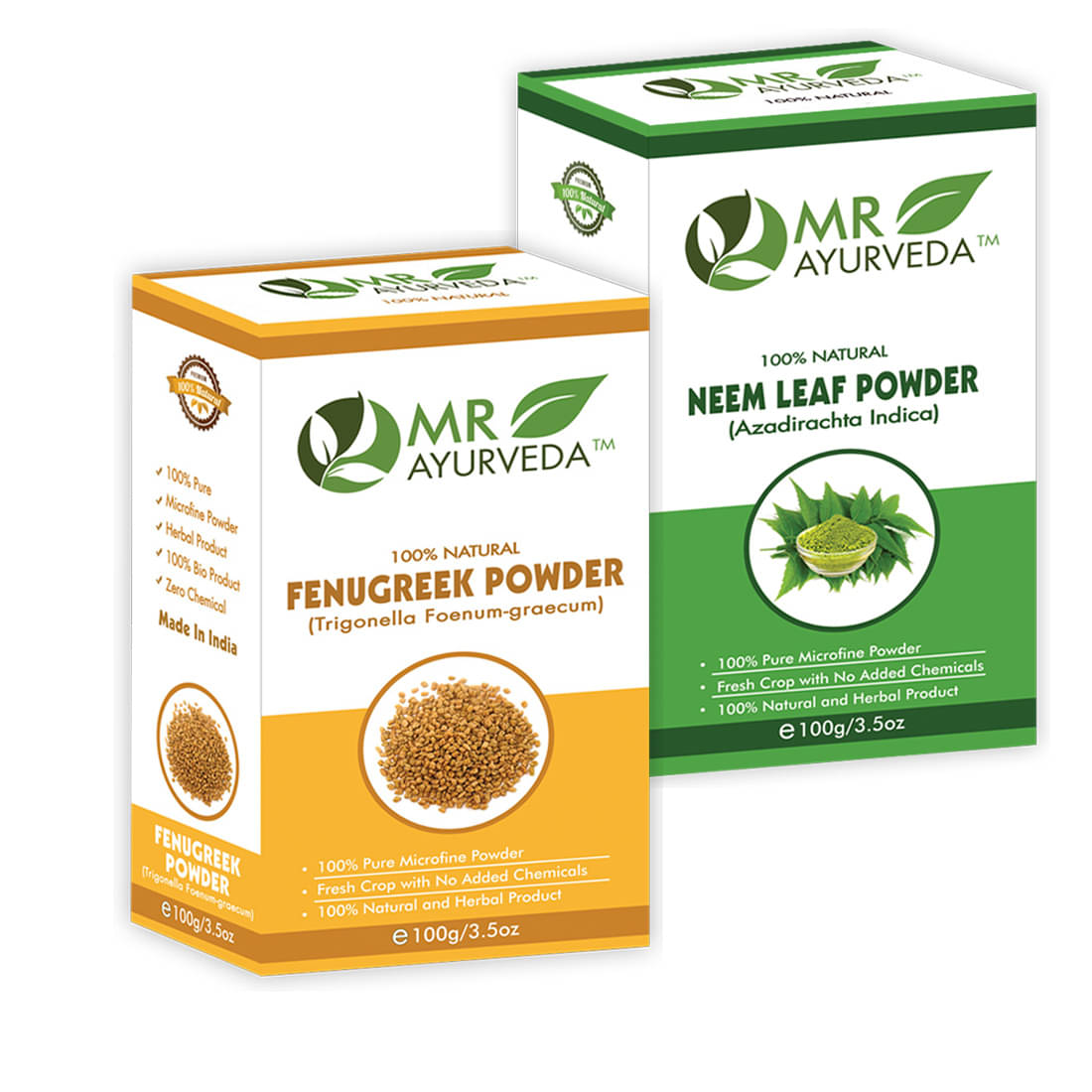 MR Ayurveda 100% Organic Fenugreek Powder and Neem Powder Hair Scalp Treatment 200 g Pack of 2 MR Ayurveda 100% Organic Fenugreek Powder and Neem Powder Hair Scalp Treatment 200 g Pack of 2