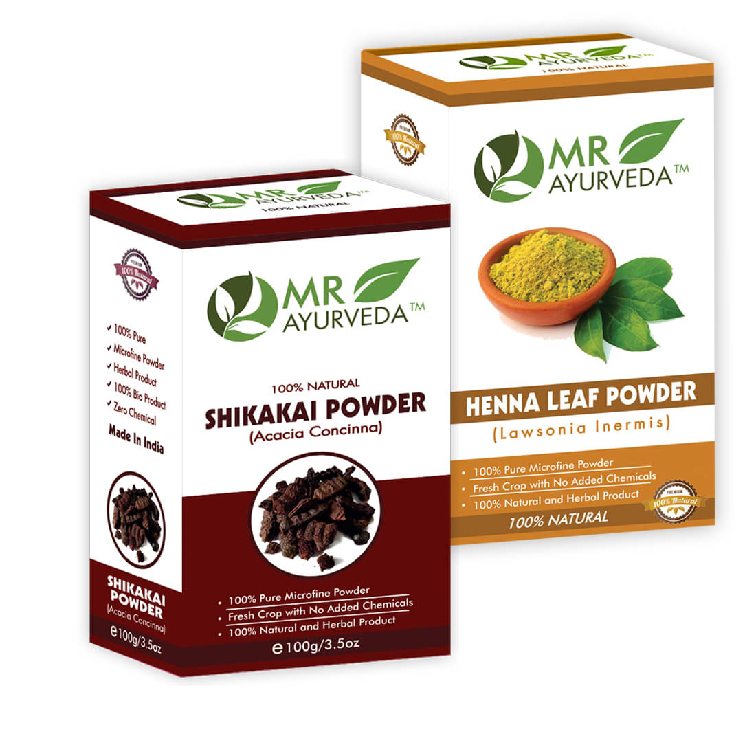 MR Ayurveda 100% Organic Shikakai Powder and Henna Powder Hair Scalp Treatment 200 g Pack of 2 MR Ayurveda 100% Organic Shikakai Powder and Henna Powder Hair Scalp Treatment 200 g Pack of 2