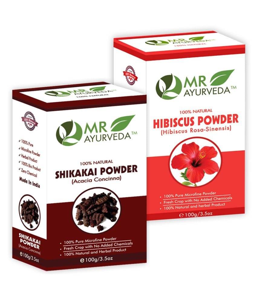 MR Ayurveda 100% Pure Shikakai Powder and Hibiscus Powder Hair Scalp Treatment 200 g Pack of 2 MR Ayurveda 100% Pure Shikakai Powder and Hibiscus Powder Hair Scalp Treatment 200 g Pack of 2