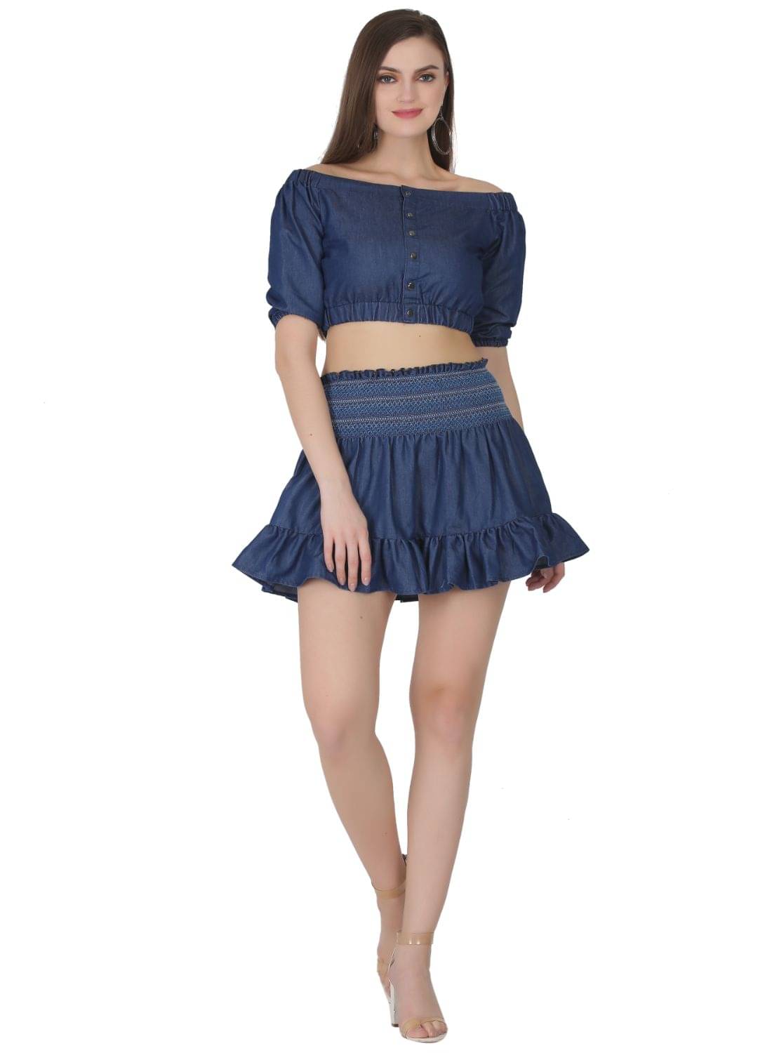     			SAAKAA Women's Denim Regular Top ( Blue )