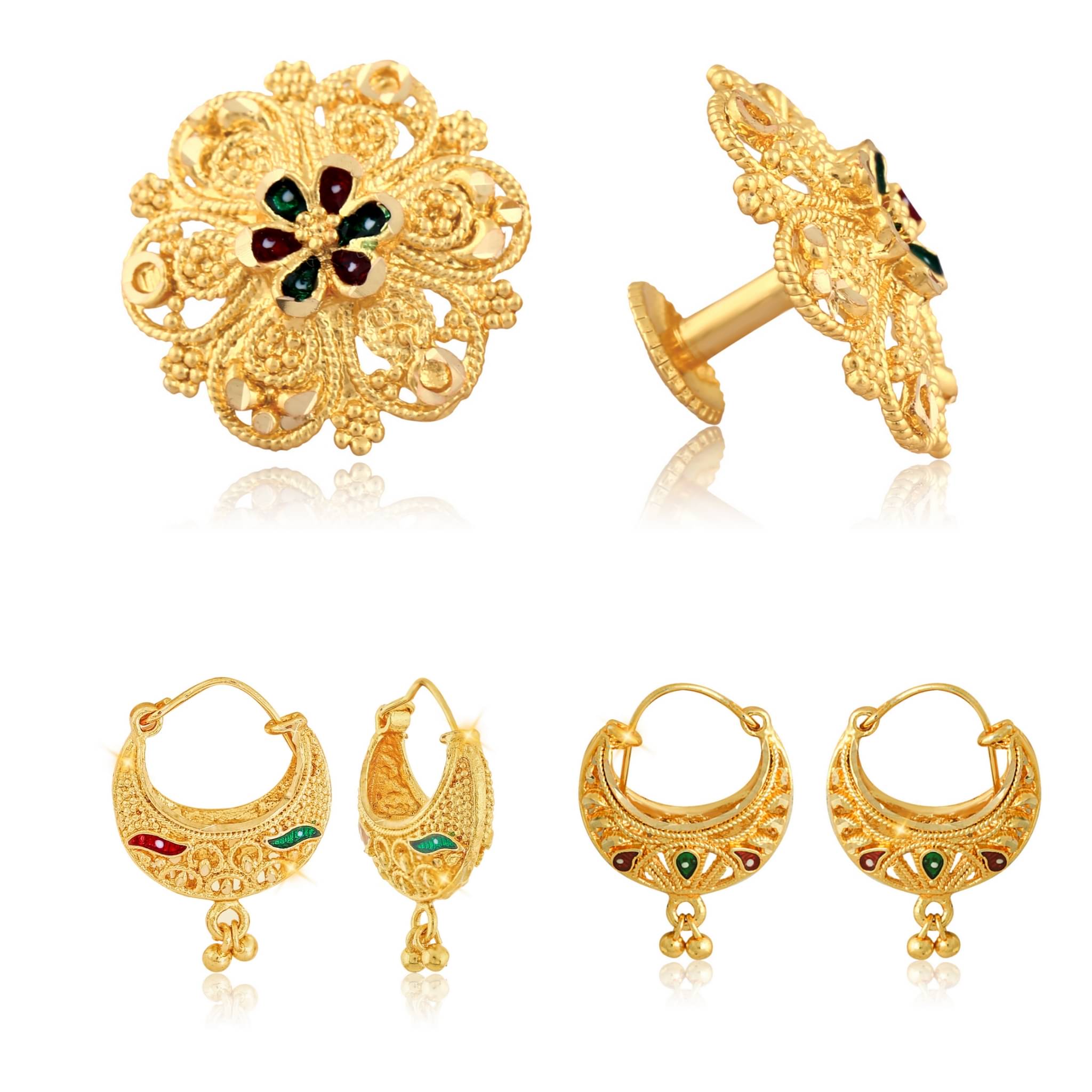 Vighnaharta Sizzling Charming Alloy Gold Plated Stud and Chandbali Earring Combo set For Women and Girls Pack of- 3 Pair Earrings- VFJ1099-1139-1181ERG Vighnaharta Sizzling Charming Alloy Gold Plated Stud and Chandbali Earring Combo set For Women and Girls Pack of- 3 Pair Earrings- VFJ1099-1139-1181ERG