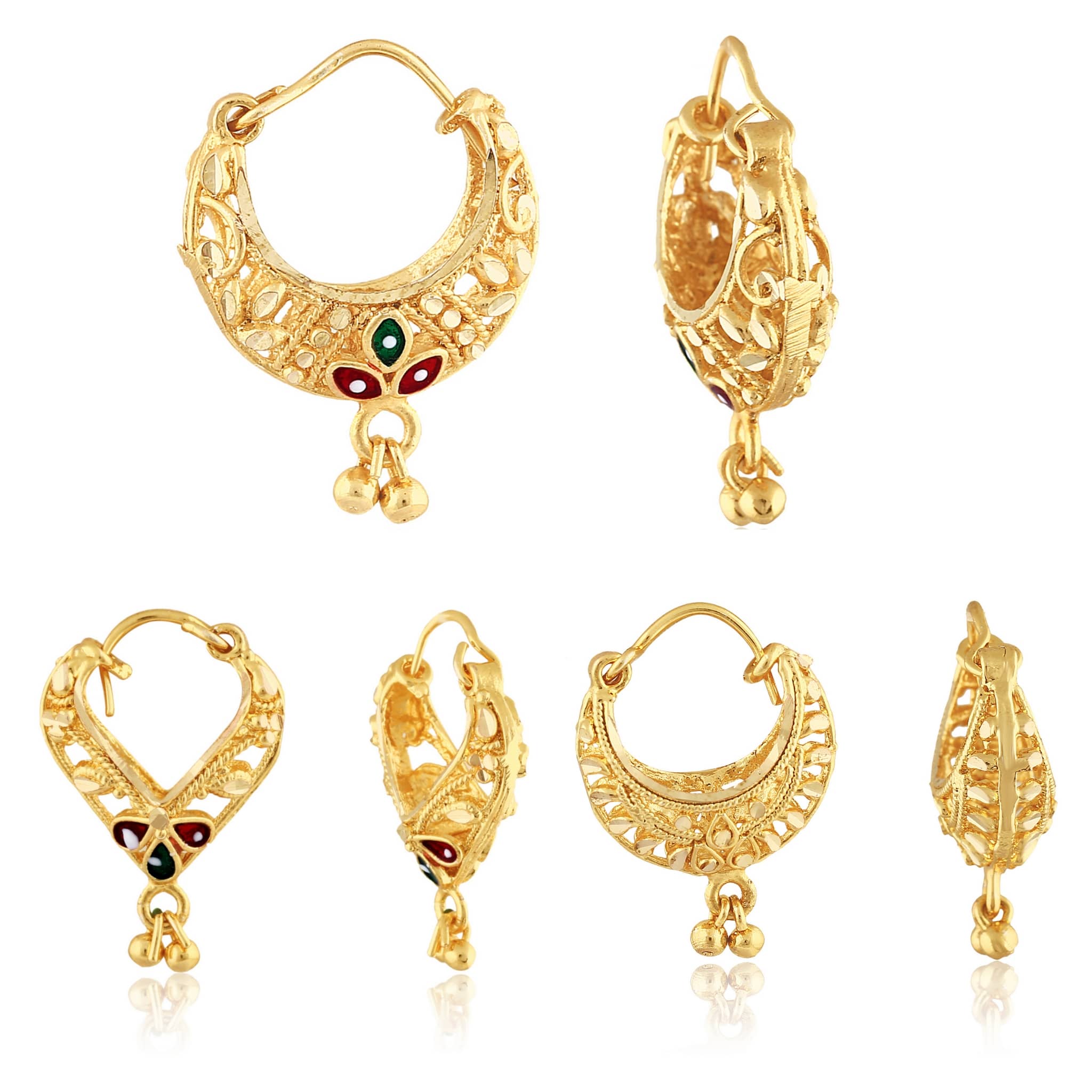 Vighnaharta - Golden Chandbalis Earrings ( Pack of 3 ) - Earrings | Buy online on ZillyBuy