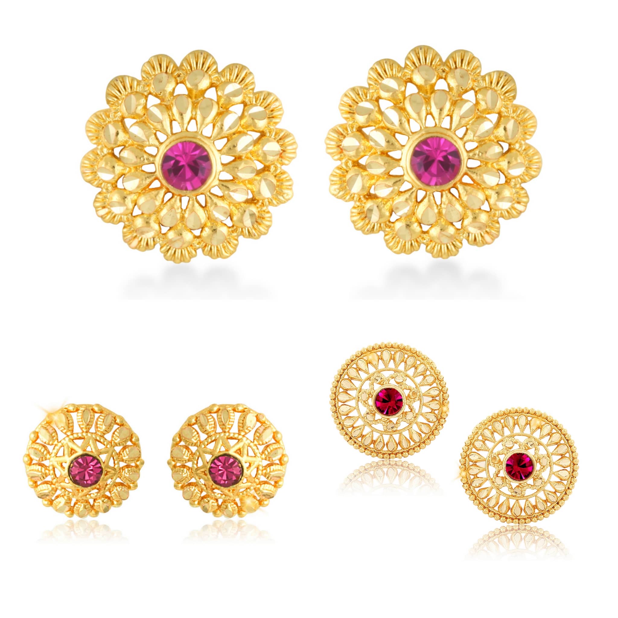 Vighnaharta Sizzling Chunky Alloy Gold Plated Stud Earring Combo set For Women and Girls  Pack of- 3 Pair Earrings- VFJ1118-1192-1234ERG - Earrings | Buy online on ZillyBuy