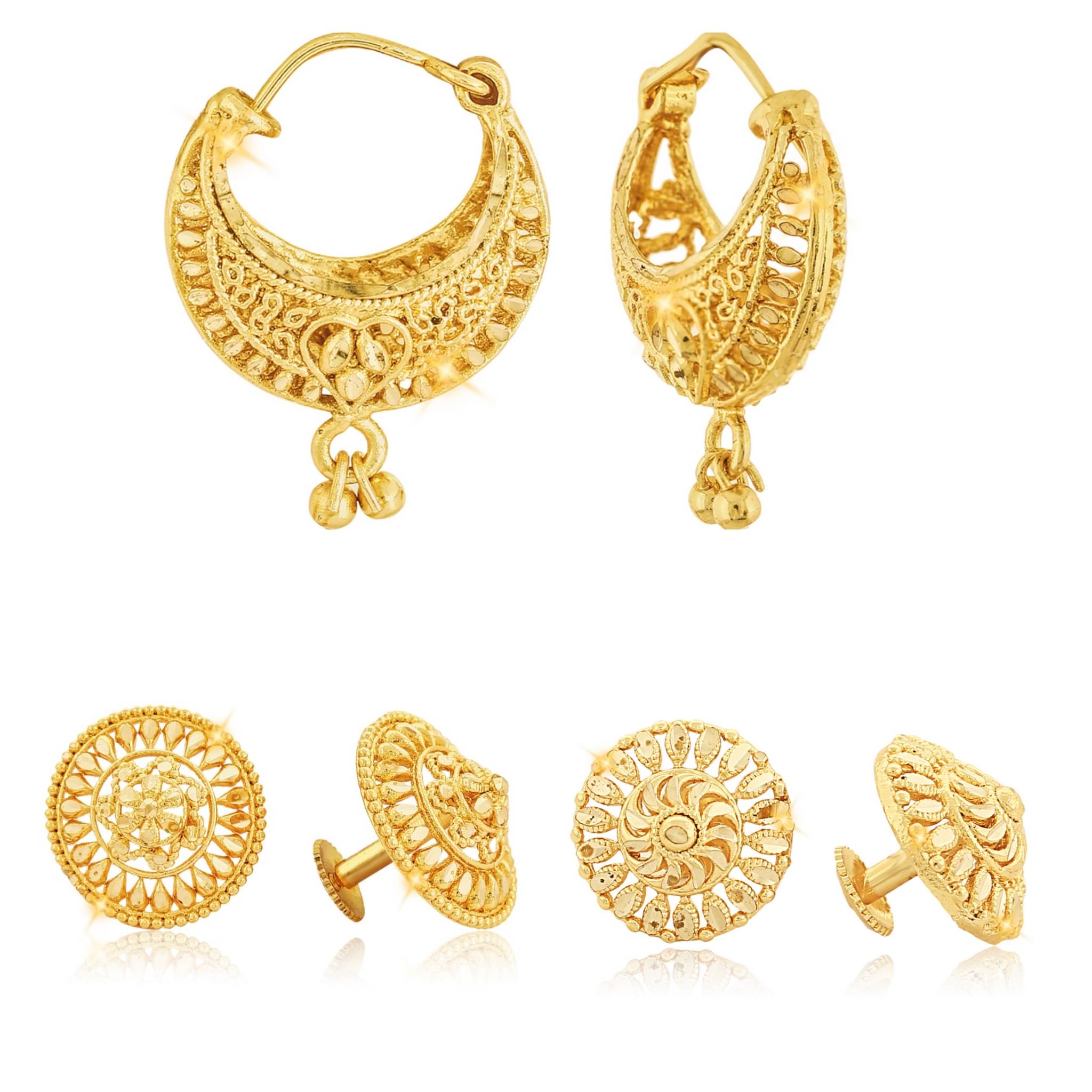     			Vighnaharta Sizzling Fancy Alloy Gold Plated Stud and Chandbali Earring Combo set For Women and Girls  Pack of- 3 Pair Earrings- VFJ1137-1123-1121ERG