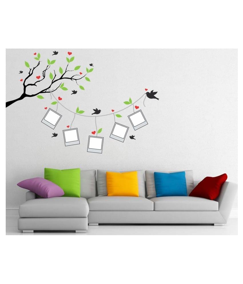     			Asmi Collection Beautiful Birds on A Photo Tree Branch Wall Sticker ( 82 x 122 cms )