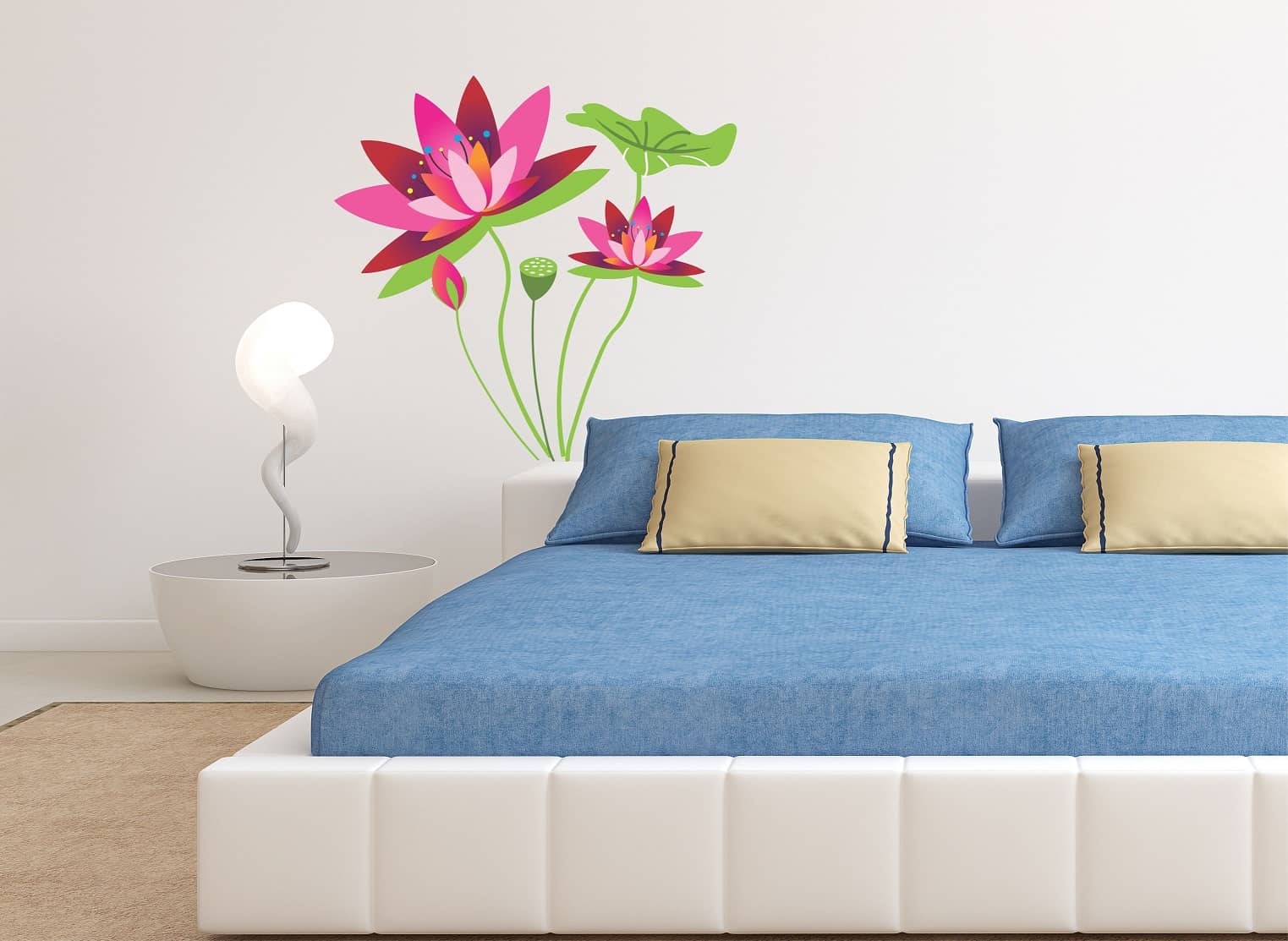 Asmi Collection Beautiful Lotus Flower Wall Sticker ( 75 x 78 cms )
