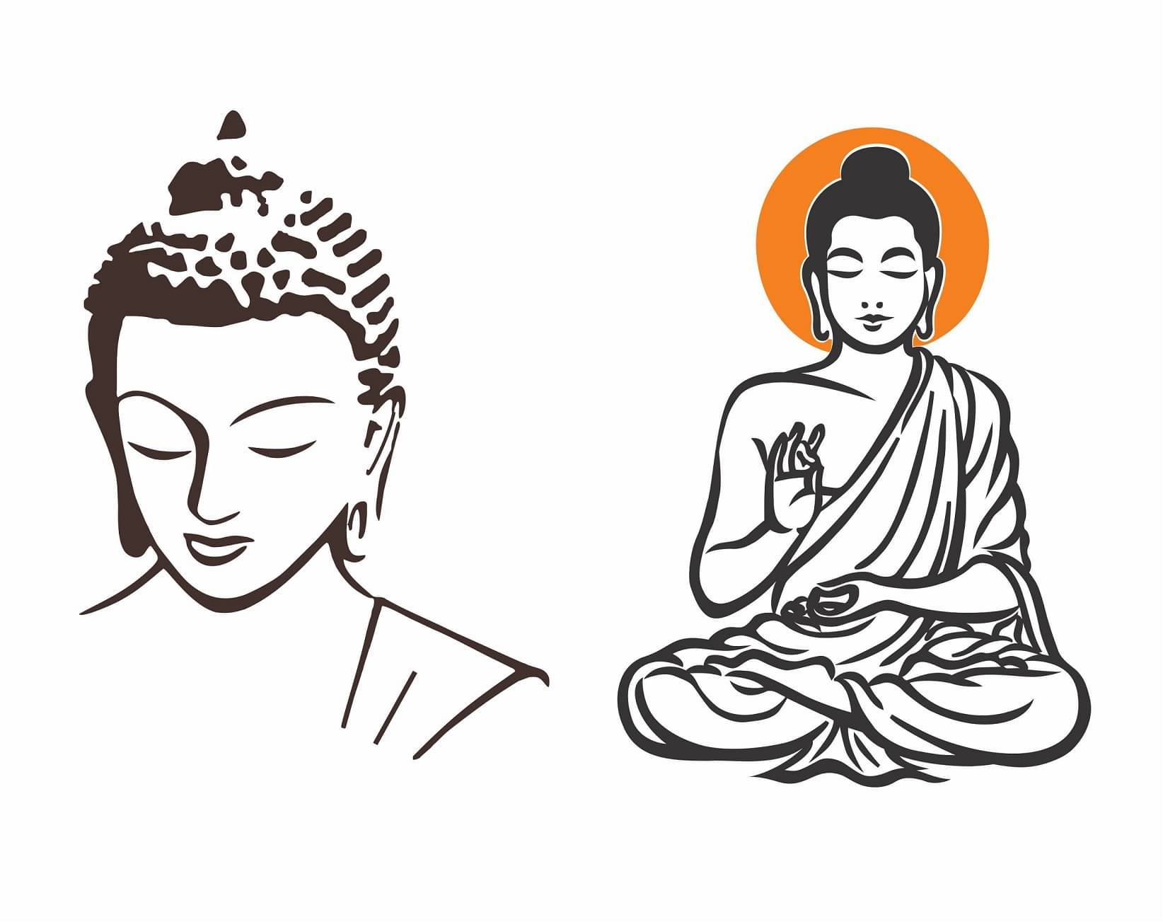     			Asmi Collection Meditating God Buddha - 2 Sets Wall Sticker ( 52 x 36 cms )