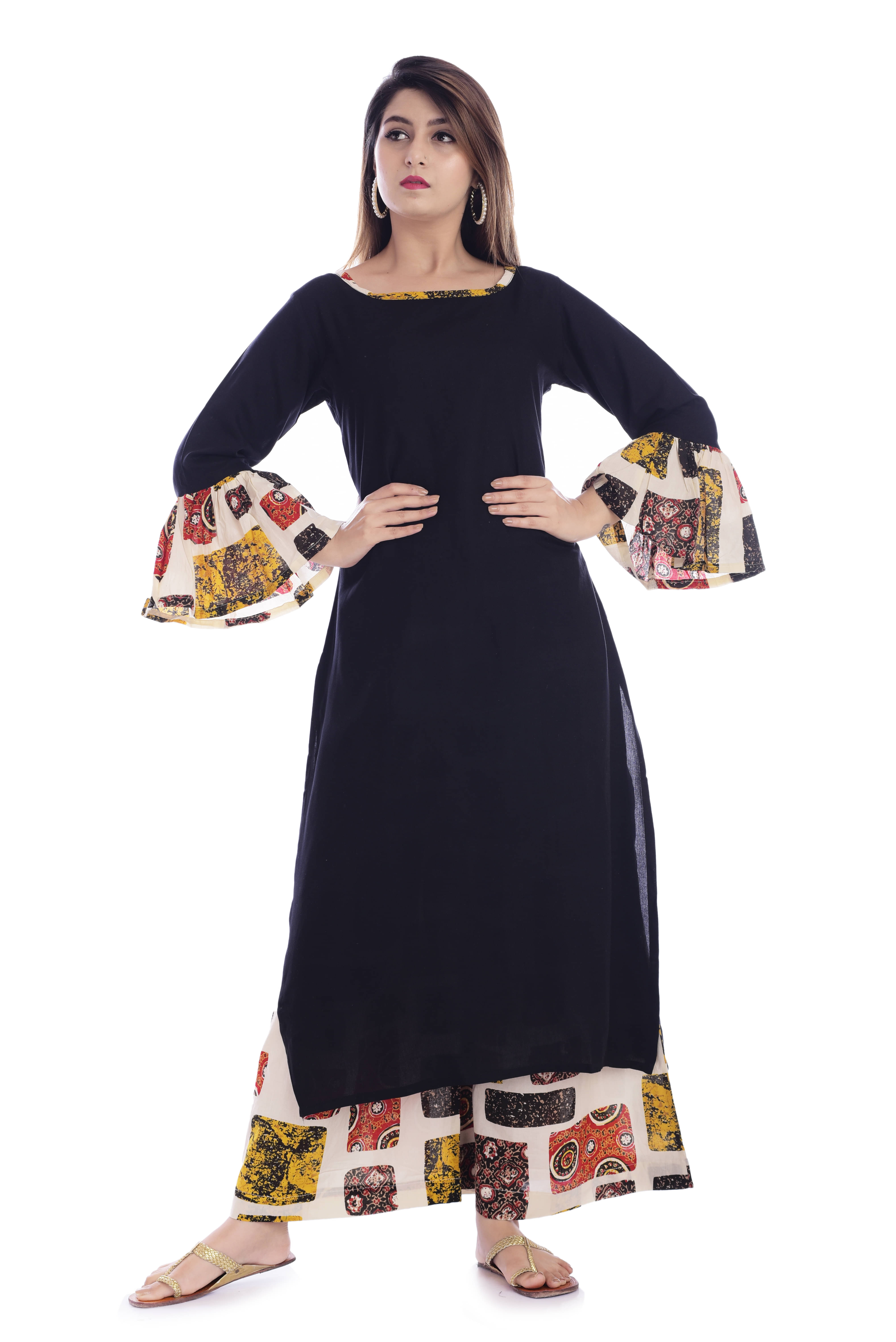 Clothy N Wave Rayon Kurti With Palazzo - Stitched Suit Clothy N Wave Rayon Kurti With Palazzo - Stitched Suit