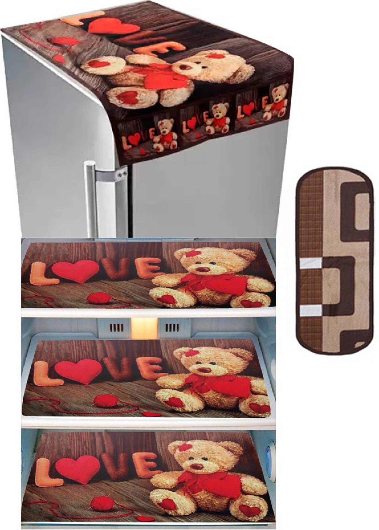 Exopick Set of 5 Polyester Brown Fridge Top Cover Exopick Set of 5 Polyester Brown Fridge Top Cover