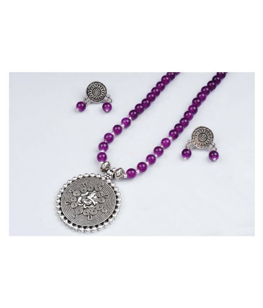 JFL - Jewellery For Less Brass Purple Traditional Necklaces Set Princess