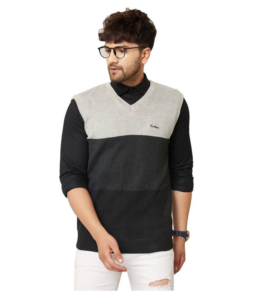 Kvetoo Grey V Neck Sweater Single Kvetoo Grey V Neck Sweater Single