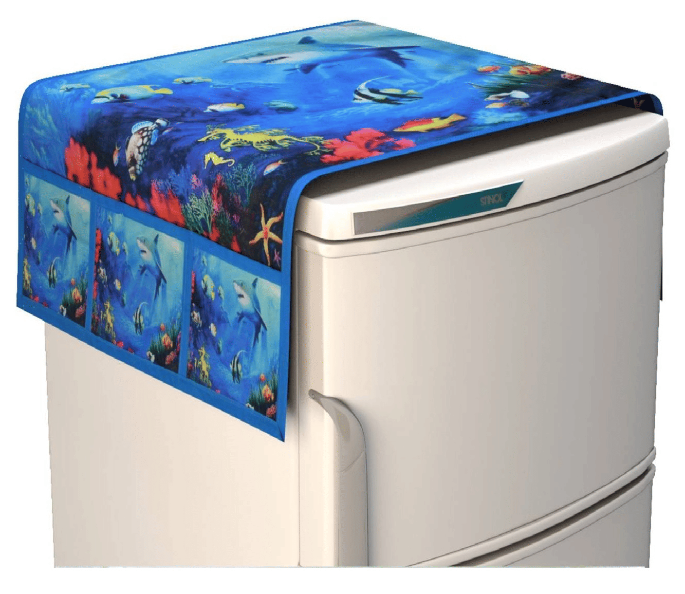     			Shaphio - Blue Polyester Fridge  Top Cover (Pack of 1)