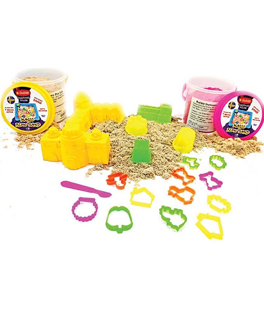 2 Sand Bucket 500 gms| Sand Clay With Shapes|Kids playing Sand|Kinetic Sand With Moulds|Sand For Kids|Sand toy| Perfect Creative products for Kids Boys Girls|Combo Pack Contains 2 Sand Bucket with 10 Sand toys each + 1 ROLLER & Cutter - Stationery | Buy online on ZillyBuy
