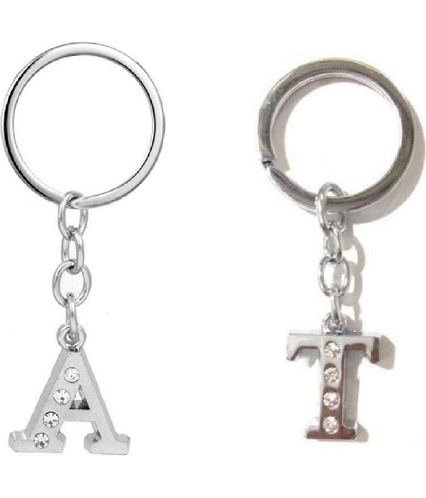 Americ Style Combo offer of Alphabet ''A & T'' Metal Keychains (Pack of 2)